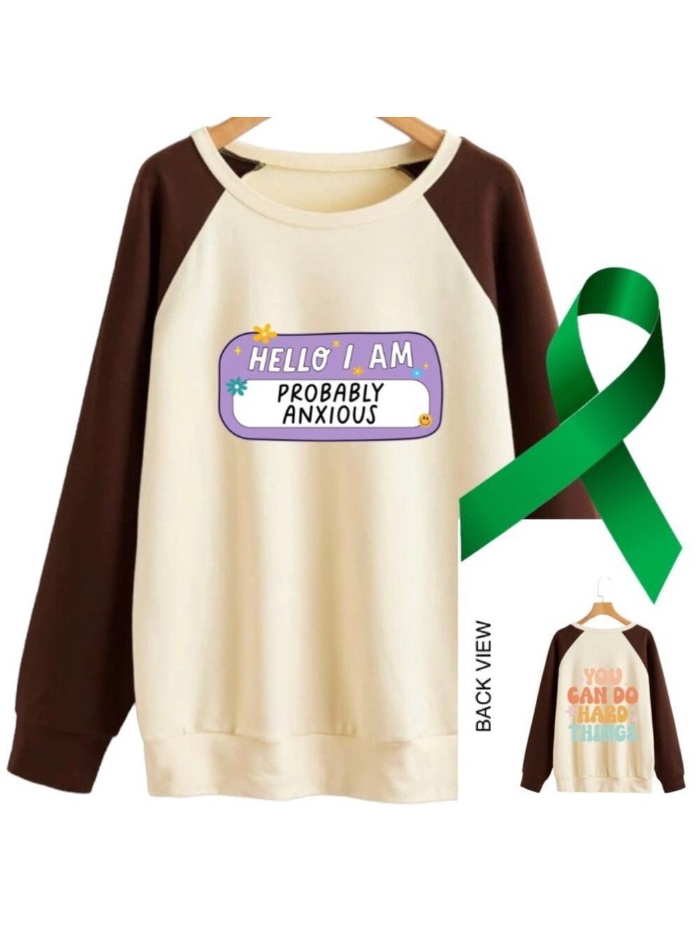 Probably Anxious graphic raglan pullover crewneck sweatshirt oversized medium